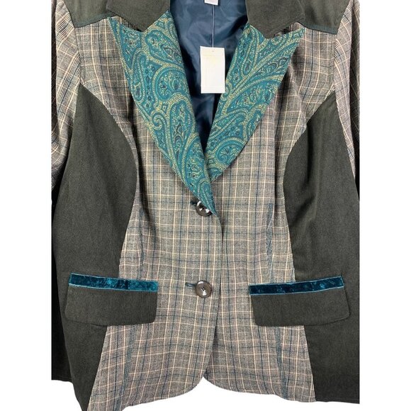 CJ Banks Women's Emerald Essence Plaid Blazer - Picture 3 of 9